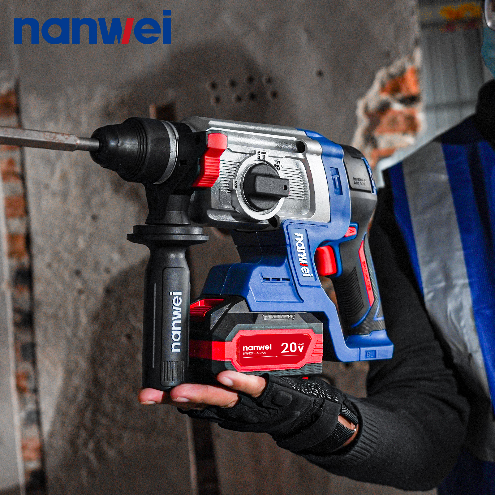 NANWEI H8261 20Vコードレスハンマードリル26mm SDS-Plusロータリー