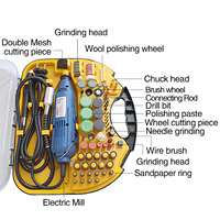 Outils et équipements de bijouterie : Mini kit de meulage rotatif en métal argenté avec poignée pour gravure, fraisage, polissage et découpe