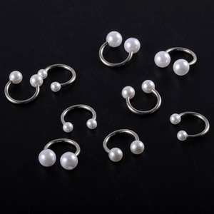 Pendientes <span class=keywords><strong>de</strong></span> perlas <span class=keywords><strong>de</strong></span> 3, 4 y 5 mm para oreja, <span class=keywords><strong>labio</strong></span>, cartílago, hélice, lóbulo, concha, <span class=keywords><strong>piercing</strong></span> <span class=keywords><strong>de</strong></span> herradura, barra para oreja superior, nariz, joyería <span class=keywords><strong>de</strong></span> moda - Product Image 5