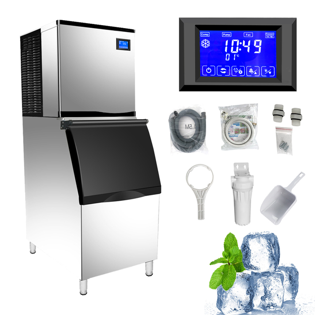 Industrial Stainless Steel Snow Ice Machine Square Ice Block Cube Maker with Compressor and Motor Core Components Included