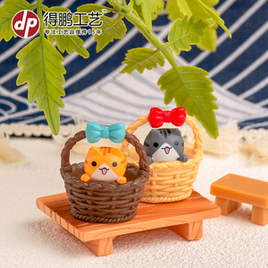 Figurines de chat miniatures en forme de panier, moulées par injection, ornements décoratifs pour la maison, cadeaux d'anniversaire Depeng Crafts - Product Image 3