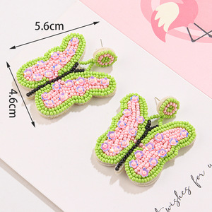 ต่างหูทอยอดนิยมของผู้หญิงที่มี1867 Unionen ลูกปัดสีการ์ตูนรูปแมลงผีเสื้อวัสดุทองเหลืองรูปทรงเรขาคณิต - Product Image 6