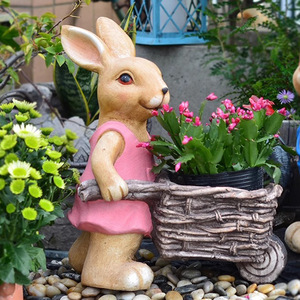 Dessin animé lapin MGO Pot de fleur jardin extérieur Pot décoratif avec oxyde de magnésium pour plantes paysagères et jardinières - Product Image 3