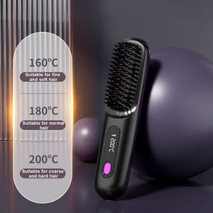 Brosse à cheveux électrique à batterie avec contrôle de température à 3 vitesses, brosse lissante réglable, écran LCD, mini, pour usage domestique - Product Image 2