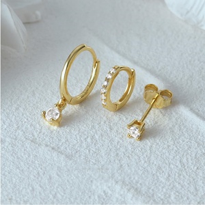 Gold Plated Shiny Zircon Huggie <strong>Earrings</strong> Set Fashion Cartilage <strong>Second</strong> Hole Small Hoop Stud <strong>Earrings</strong> to My Daughter - Product Image 6