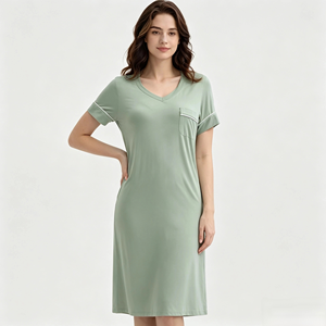 Pijamas de Bambú para Mujer, Conjunto de Pijama de Fibra de Bambú Suave, Ropa de Dormir de Nueva Llegada - Product Image 1