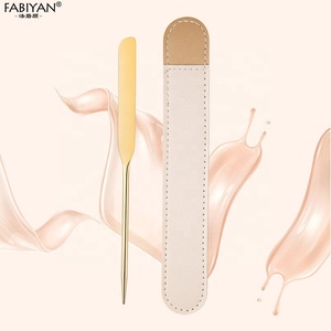 Espátula de maquillaje de belleza profesional, espátula cosmética Coreana de Color oro rosa con bolsa de cuero - Product Image 5
