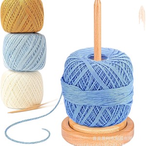 Wooden Yarn Rack Magnetic Rotating Spool With Phone Holder <b>Crochet</b> <b>Hook</b> Knitting Supply Craft Tools Desktop Organizer - Product Image 5