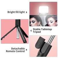 Trépied Perche à Selfie Support Téléphone Créatif Portable Télécommande BT Sans Fil Lumière d'Appoint Mini Flexible Extensible Fibre de Carbone