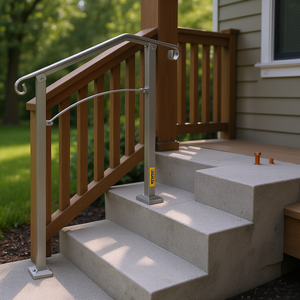 Kit de main courante extérieure en alliage métallique Vevor, flexible, argenté, style transitionnel, pour porche avant, escalier 2-3 marches, escaliers en béton ou en bois - Product Image 2