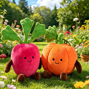 Collection de jouets en peluche Kawaii en forme de légumes, animaux en peluche moelleux à visage souriant, oreillers doux en forme de nourriture pour enfants - Product Image 4