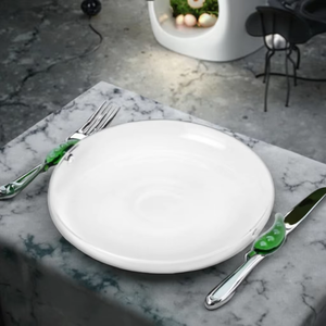 <span class=keywords><strong>Assiette</strong></span> en verre transparente personnalisée avec poignée en forme <span class=keywords><strong>de</strong></span> <span class=keywords><strong>pois</strong></span> verts créatifs - Product Image 4