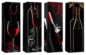 Atacado Único Vinho Garrafa Sacos De Presente Sacos De Presente De Vinho Baratos Personalizados Sacos De Papel De Vinho - Product Image 5