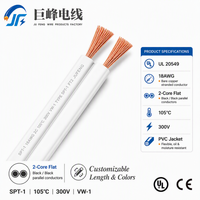 SPT-1 18AWG Parallelkabel 2-adrig |   Schwarzes PVC-Lampenkabel 300V 105C FT2 Instrumentierung IP44