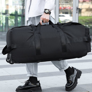 Bolsa de lona plegable con ruedas de <span class=keywords><strong>30</strong></span> pulgadas con ruedas de diseñador de 80l negra mejor calificada con ruedas y correas de mochila - Product Image 2