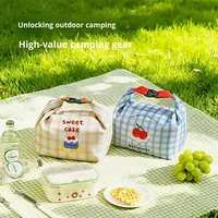 Sac à déjeuner isotherme en polyester écologique, mignon, avec film d'aluminium épaissi, portable, étanche, anti-huile, à double poignée
