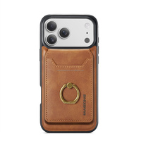Étui portefeuille rétro en cuir détachable magnétique avec anneau flexible, fentes pour cartes et support antichoc pour iPhone 15 16 17 18 Pro Max