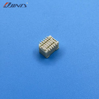 Conector Terminal de Montaje Superficial (SMT) de Doble Fila 1.0T-1-LT-2*5A, Paso de 1.0mm, 10 Pines, de Bronce Fosforoso con Baño de Oro, Modelo con Perno de Posicionamiento