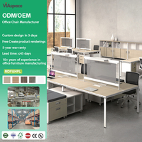 Bureau de travail moderne en bois avec cloison modulaire et grand meuble de rangement
