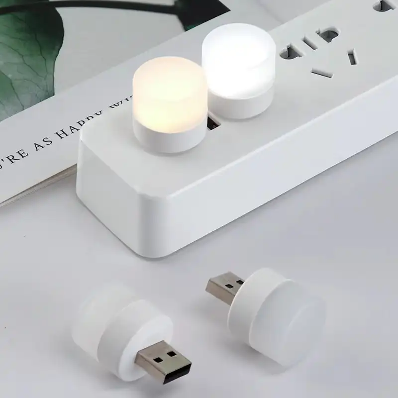 Lampu Colokan USB Pengisian Daya Ponsel, Lampu Buku Kecil LED Pelindung Mata, Lampu Baca Bulat Kecil 2022