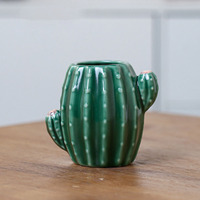 Vase en céramique créatif européen en forme de cactus, ornement décoratif