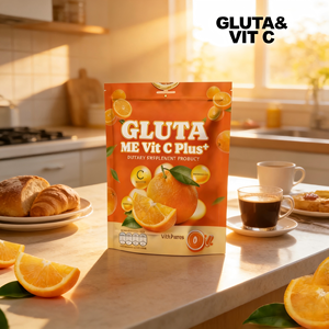 ผลิตภัณฑ์เสริมอาหาร GLUTA ME วิตซี พลัส+ รสส้มไทย วิตามินซีและกลูต้าไธโอน ชนิดผง บรรจุซอง รับผลิตแบบ OEM ขายดี - Product Image 1