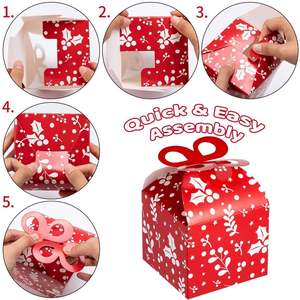 Boîtes cadeaux de Noël avec nœud pour les fêtes, boîtes en papier de Noël, boîtes à bonbons, boîtes à biscuits en carton - Product Image 2