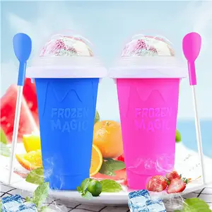 Congelado colorido Magic Cup Food Grade Silicone Slushy Fabricante DIY Smoothie Cup TIK TOK Pinch Cup