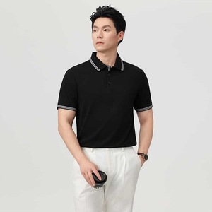 Men's Pique Cotton Polo Shirt Short Sleeve Summer Business Workwear <b>Mint</b> Green <b>White</b> <b>Black</b> - Product Image 5