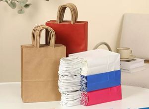 Bolsa de Papel Kraft de Colores en Oferta con Asa Redonda de Papel Trenzado para Cafetería, Restaurante de Comida Rápida y Comida para Llevar - Product Image 2