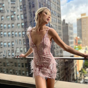 Estate Sexy cinturino paillettes profondo scollo a v Club Dress tessuto personalizzato moda discoteca Mini abiti <span class=keywords><strong>da</strong></span> <span class=keywords><strong>Cocktail</strong></span> <span class=keywords><strong>da</strong></span> <span class=keywords><strong>donna</strong></span> - Product Image 5