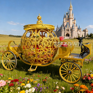 Carrosse électrique Cendrillon en fer forgé orné de motifs royaux, taille et couleur personnalisables, pour cérémonie de mariage en extérieur et photographie - Product Image 4