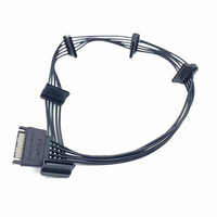 Câble séparateur de connecteur d'alimentation SATA 15 broches mâle vers 5 SATA 15 broches femelle, couleur noire, pour disque dur