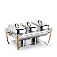 Restaurant de haute qualité en acier inoxydable chauffe-plats rectangulaire élégant luxe Buffet ensemble de chauffe-plats