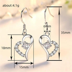 Boucles d'oreilles en or blanc E2980 avec diamants taille brillant rond, style romantique pour femme, pour mariage - Product Image 5