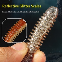 Appâts souples en PVC spirale 63mm 80mm 97mm, salés et parfumés, avec queue en T, paillettes laser et double crochet à rainure pour la pêche au bar, à la truite et en eau douce