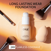 Fond de teint liquide Menow F691 OEM/ODM, marque privée, vitamine C et E, peau foncée, imperméable, hydratant, couvrance HD, anti-cernes, vente en gros