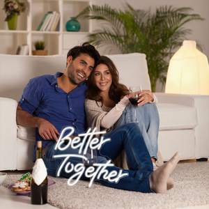 Letrero de Neón LED Romántico con la Frase 'Better Together', Decoración de Pared en Blanco Cálido para Bodas, Compromisos, Hogar y Dormitorio - Product Image 4