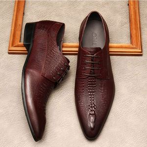 High-Quality Men's Engraved Oxford Shoes Genuine Leather Pointed <b>Toe</b> Design Ideal for Business Formal Wear - Product Image 6