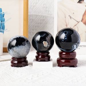 Venta al por Mayor de Esferas de Ágata Negra Natural de Alta Calidad, <span class=keywords><strong>sin</strong></span> Geoda, Pulimentadas y Talladas, Ecológicas, para Decoración, Regalos y Promociones - Product Image 3