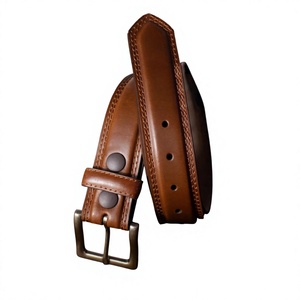 B.S INTERNATIONAL – Ceinture formelle pour homme en cuir de vachette 100 % véritable, écologique et imperméable, avec boucle ardillon carrée vintage en acier, style tendance - Product Image 2