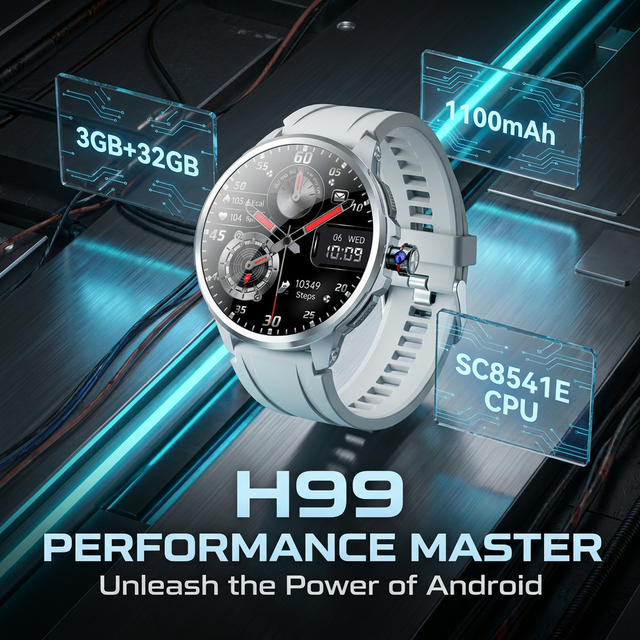 H99 2026 Smart Montre Connecte Electronique Lumineuse De Sport Watch with Wifi and Sim Card 4G NFC Sports Android Smartwatch