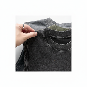 Retro Distressed Gilet sans manches pour homme 230g pur coton - Product Image 1