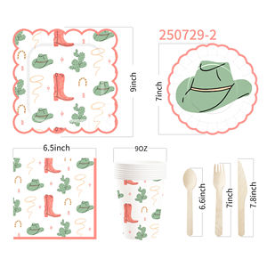 JIALIN - Artículos Decorativos para Fiestas Temáticas del Faro del Oeste, para la Cena Familiar: Platos y Vasos Desechables de Papel - Product Image 3