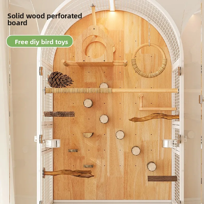 luxury acrylic bird cage with wood background