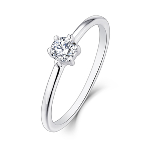 Anello Solitario Classico DW in Argento Sterling 925 con Diamante per Matrimonio e Fidanzamento, Gioielli Personalizzati da Donna, Anelli di Promessa per Coppie - Product Image 2