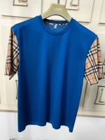 T-shirts à la mode pour hommes avec manches à carreaux emblématiques, col rond de coupe régulière, coton de haute qualité