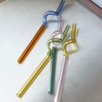 Lot de 10 pailles en verre réutilisables colorées, résistantes aux chocs, 7 po x 8 mm, 5 droites, 5 courbées, 2 brosses de nettoyage, certifiées CE, OUXING