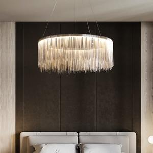 Glands Lustres Aluminium Acier Chaîne Gland Pendentif Lumière pour Salon Restaurant - Product Image 4