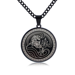 Collar con colgante de acero de titanio de moda Retro para hombre, diseño de Poseidón griego antiguo para suéteres - Product Image 6